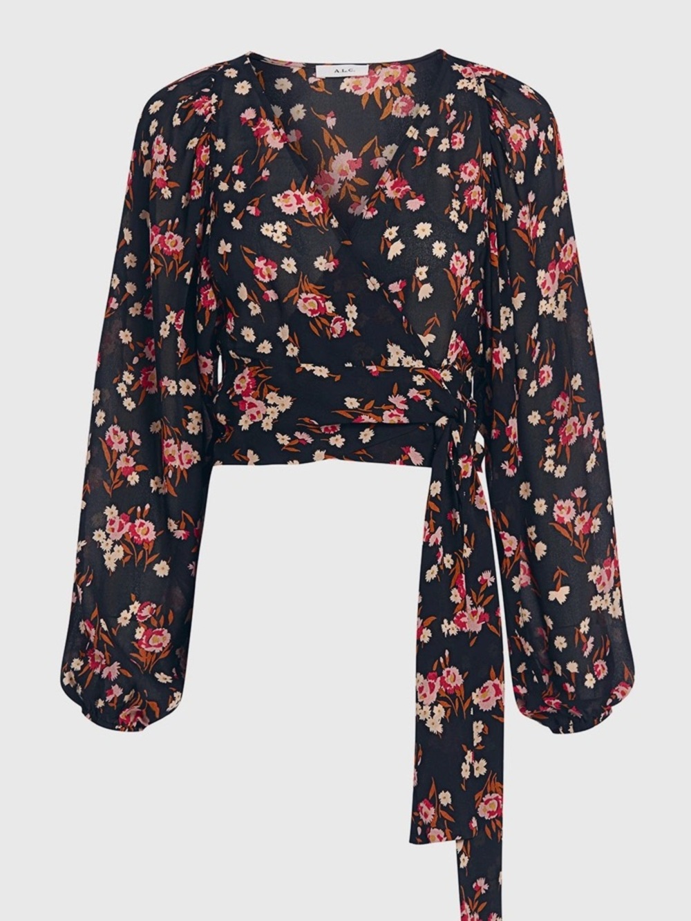 A.L.C Silk Floral Wrap Top 0